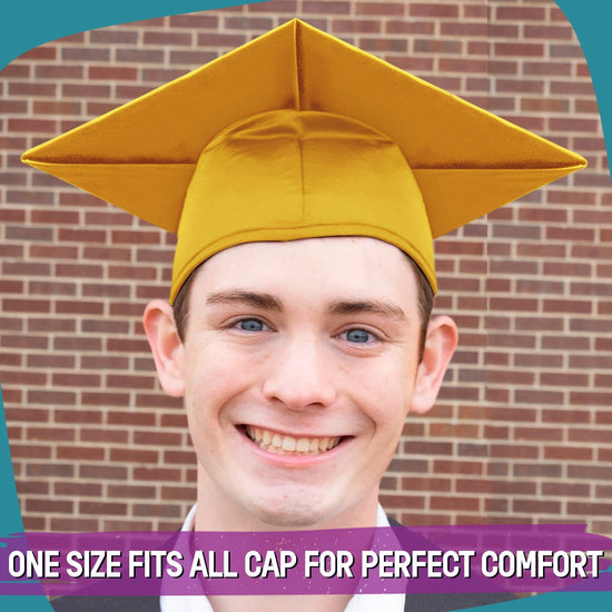 Shiny Antique Gold Graduation Gown & Cap by Wholesale Grad Supply