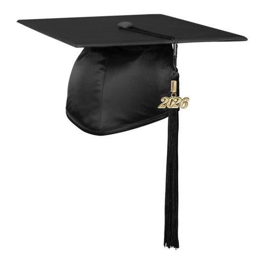 Shiny Black Graduation Cap & Tassel by Wholesale Grad Supply