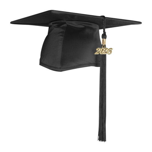 Shiny Black Graduation Cap & Tassel by Wholesale Grad Supply