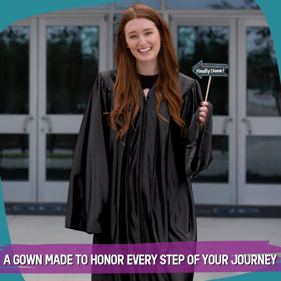 Shiny Black Graduation Gown by Wholesale Grad Supply