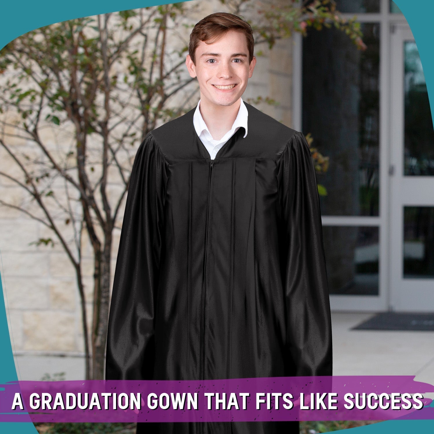 Shiny Black Graduation Gown by Wholesale Grad Supply