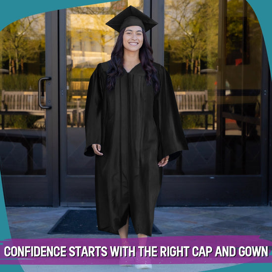 Shiny Black Graduation Gown & Cap by Wholesale Grad Supply