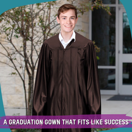 Shiny Brown Graduation Gown by Wholesale Grad Supply