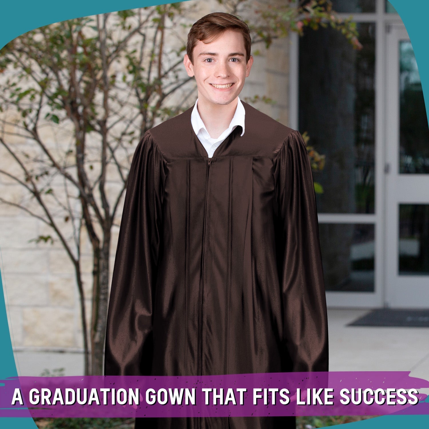 Shiny Brown Graduation Gown by Wholesale Grad Supply