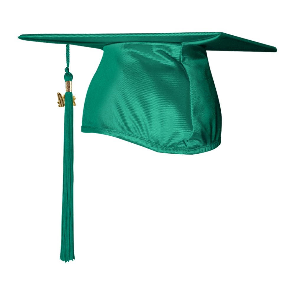 Shiny Emerald Green Graduation Cap & Tassel by Wholesale Grad Supply