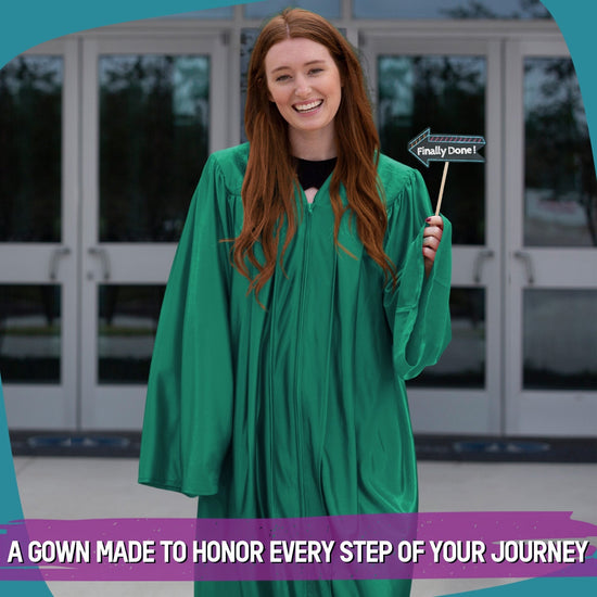 Shiny Emerald Green Graduation Gown by Wholesale Grad Supply