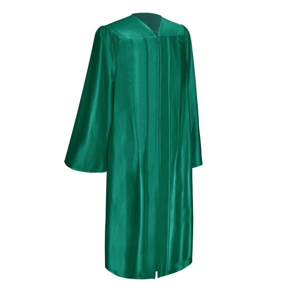 Shiny Emerald Green Graduation Gown & Cap by Wholesale Grad Supply