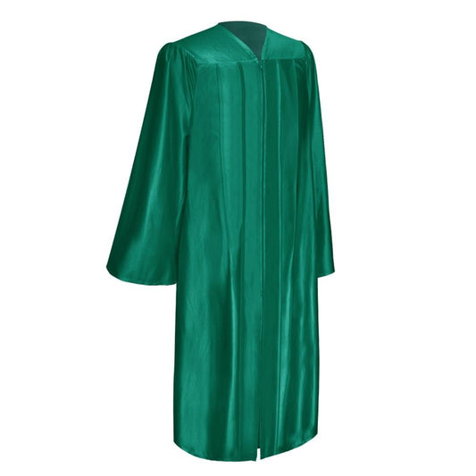 Shiny Emerald Green Graduation Gown & Cap by Wholesale Grad Supply