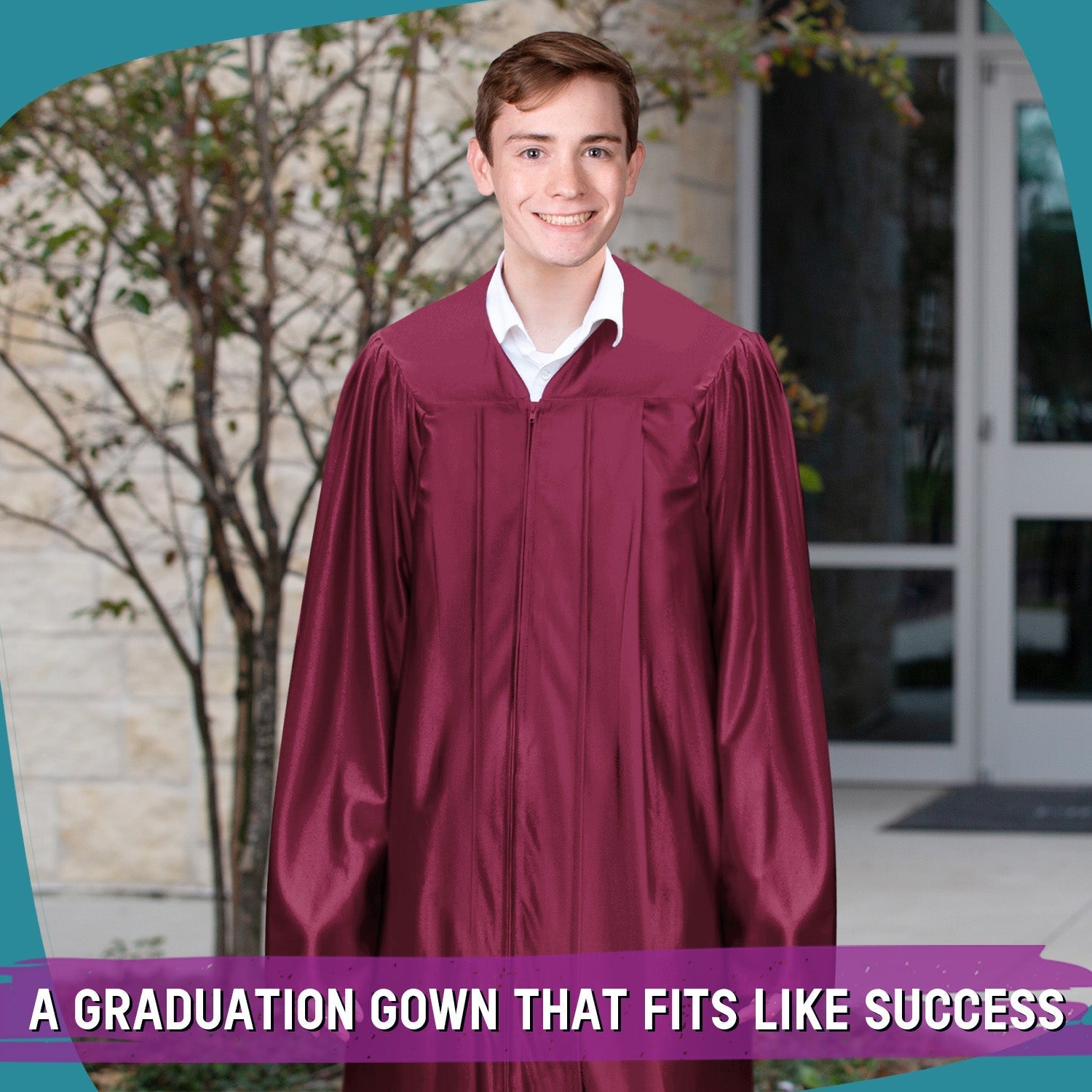 Shiny Garnet Graduation Gown by Wholesale Grad Supply