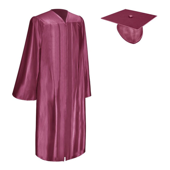 Shiny Garnet Graduation Gown & Cap by Wholesale Grad Supply