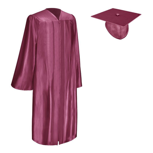 Shiny Garnet Graduation Gown & Cap by Wholesale Grad Supply