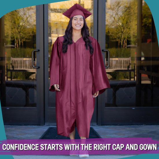 Shiny Garnet Graduation Gown & Cap by Wholesale Grad Supply