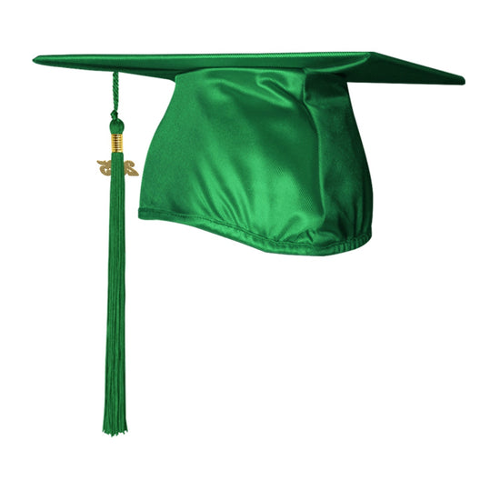 Shiny Green Graduation Cap & Tassel by Wholesale Grad Supply