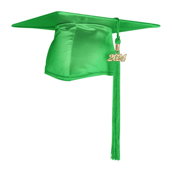 Shiny Green Graduation Cap & Tassel by Wholesale Grad Supply