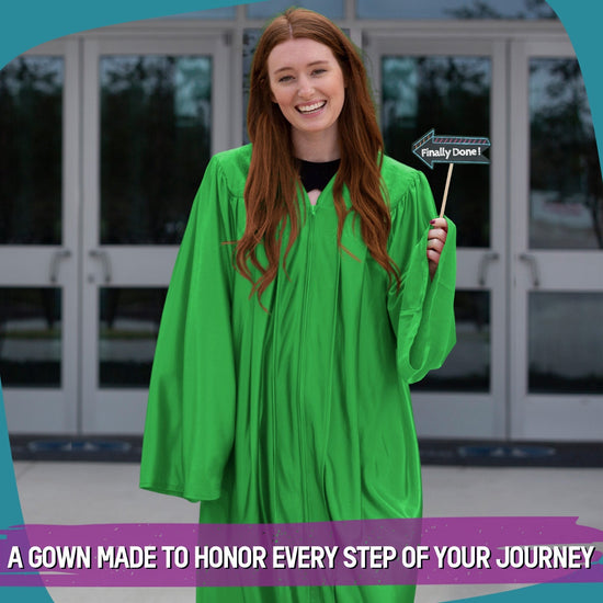 Shiny Green Graduation Gown by Wholesale Grad Supply