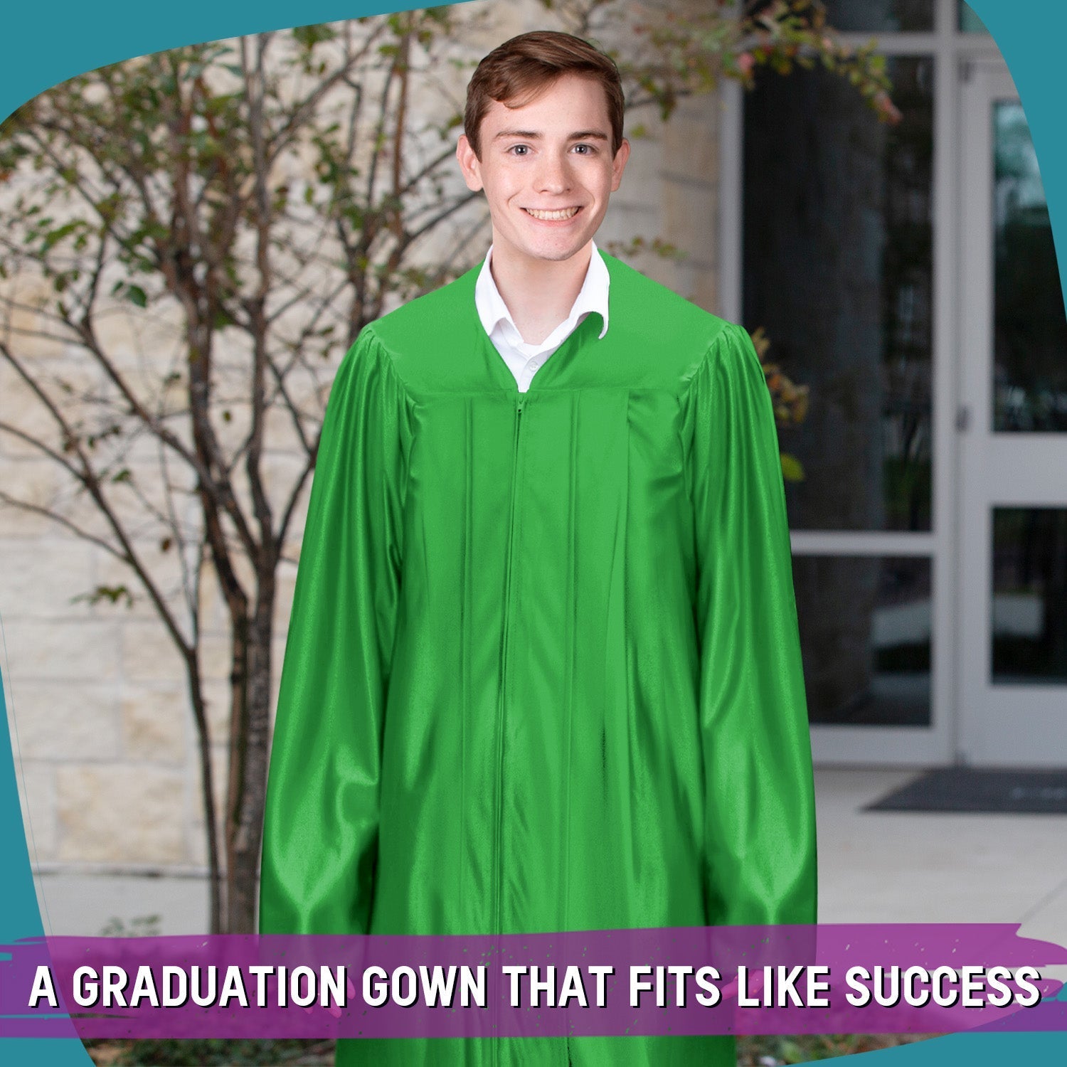 Shiny Green Graduation Gown by Wholesale Grad Supply