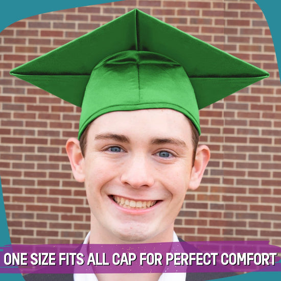 Shiny Green Graduation Gown & Cap by Wholesale Grad Supply