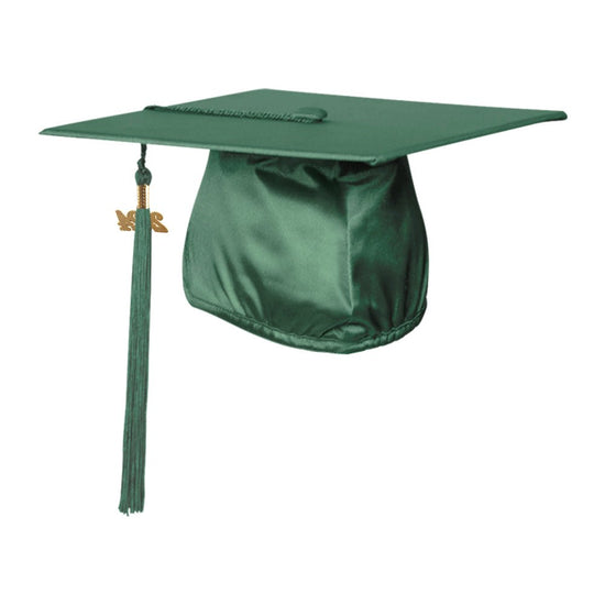 Shiny Hunter Green Graduation Cap & Tassel by Wholesale Grad Supply