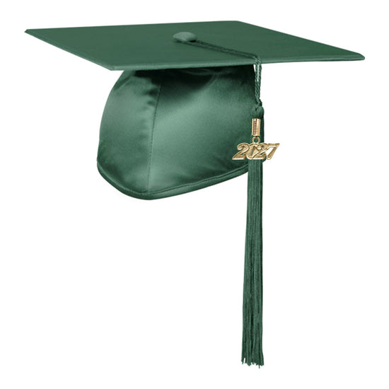 Shiny Hunter Green Graduation Cap & Tassel by Wholesale Grad Supply