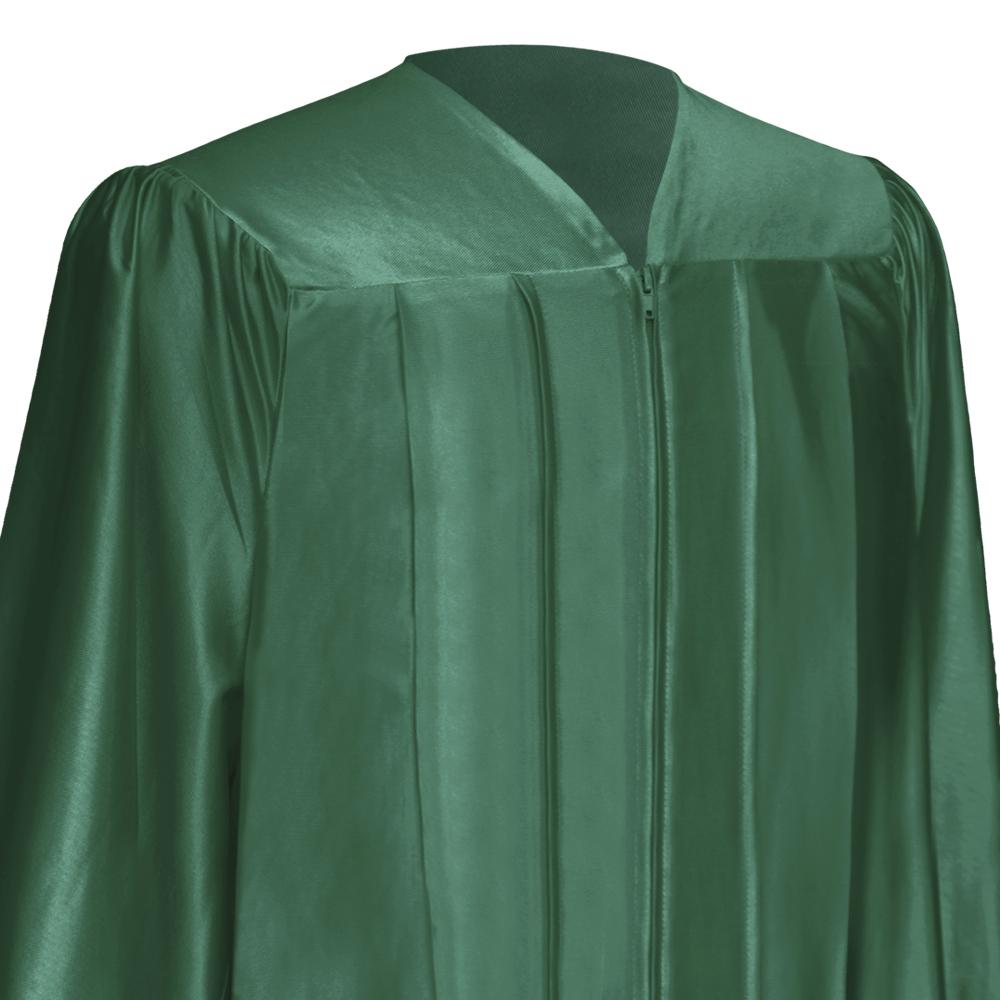 Shiny Hunter Green Graduation Gown by Wholesale Grad Supply