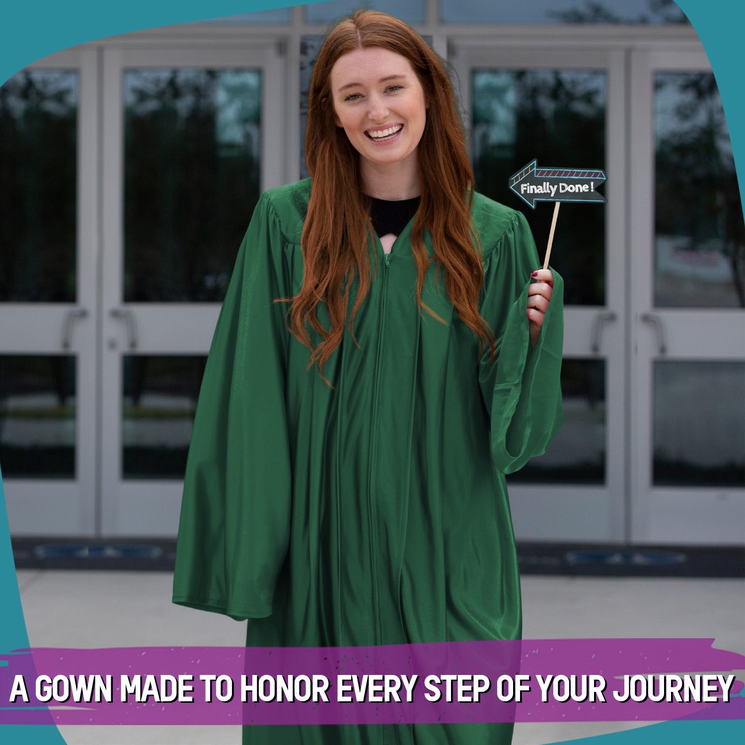 Shiny Hunter Green Graduation Gown by Wholesale Grad Supply