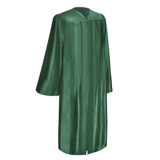 Shiny Hunter Green Graduation Gown & Cap by Wholesale Grad Supply