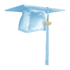 Shiny Light Blue Graduation Cap & Tassel by Wholesale Grad Supply