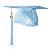 Shiny Light Blue Graduation Cap & Tassel by Wholesale Grad Supply