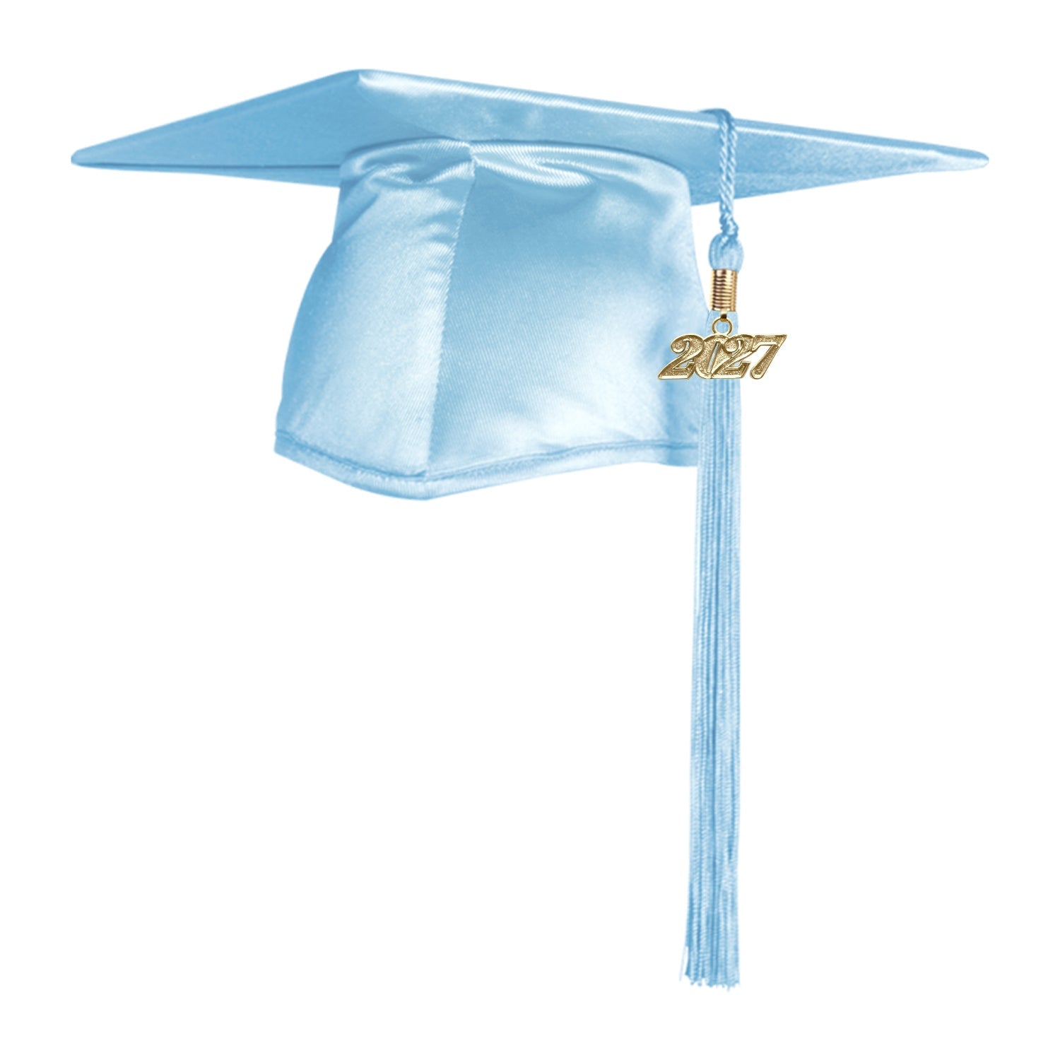 Shiny Light Blue Graduation Cap & Tassel by Wholesale Grad Supply