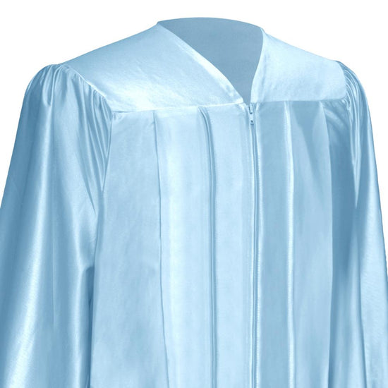 Shiny Light Blue Graduation Gown by Wholesale Grad Supply