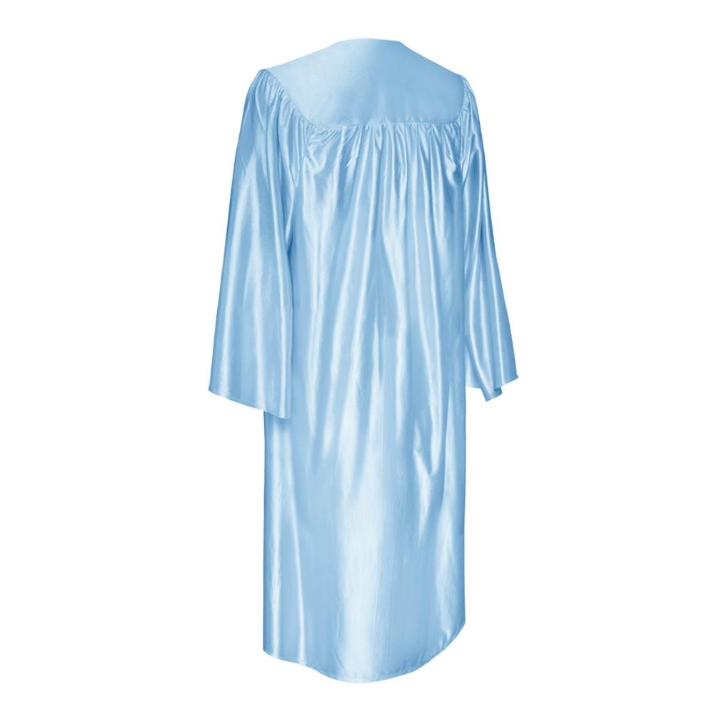 Shiny Light Blue Graduation Gown & Cap by Wholesale Grad Supply