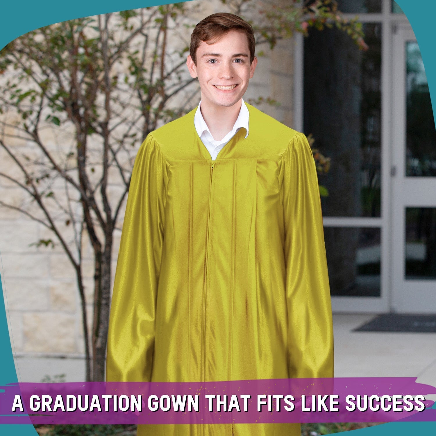 Shiny Majestic Gold Graduation Gown by Wholesale Grad Supply