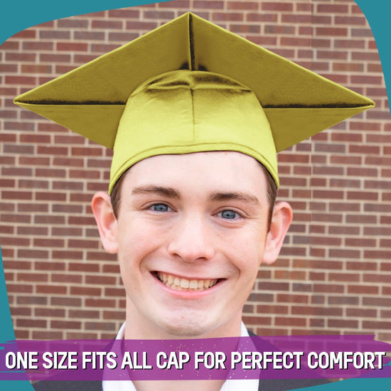Shiny Majestic Gold Graduation Gown & Cap by Wholesale Grad Supply
