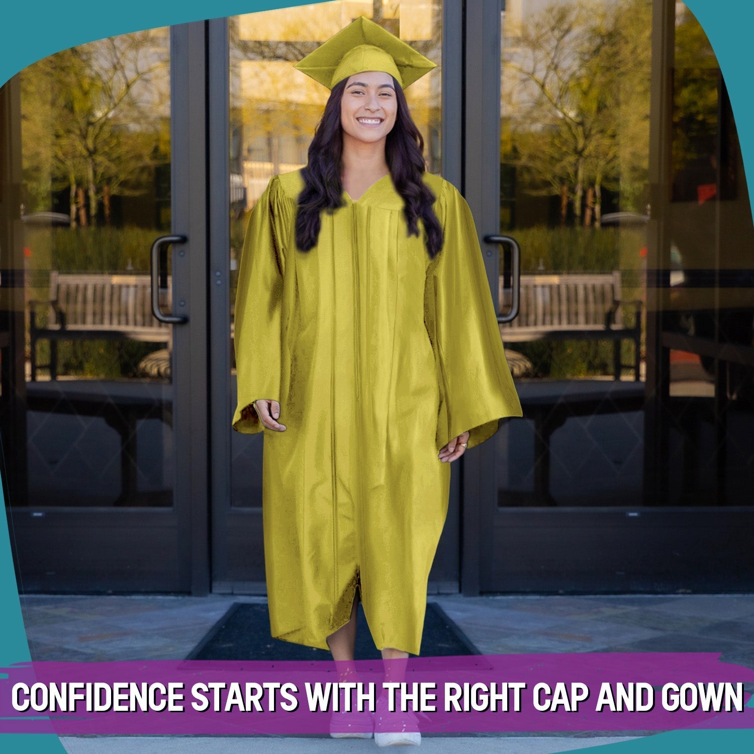 Shiny Majestic Gold Graduation Gown & Cap by Wholesale Grad Supply