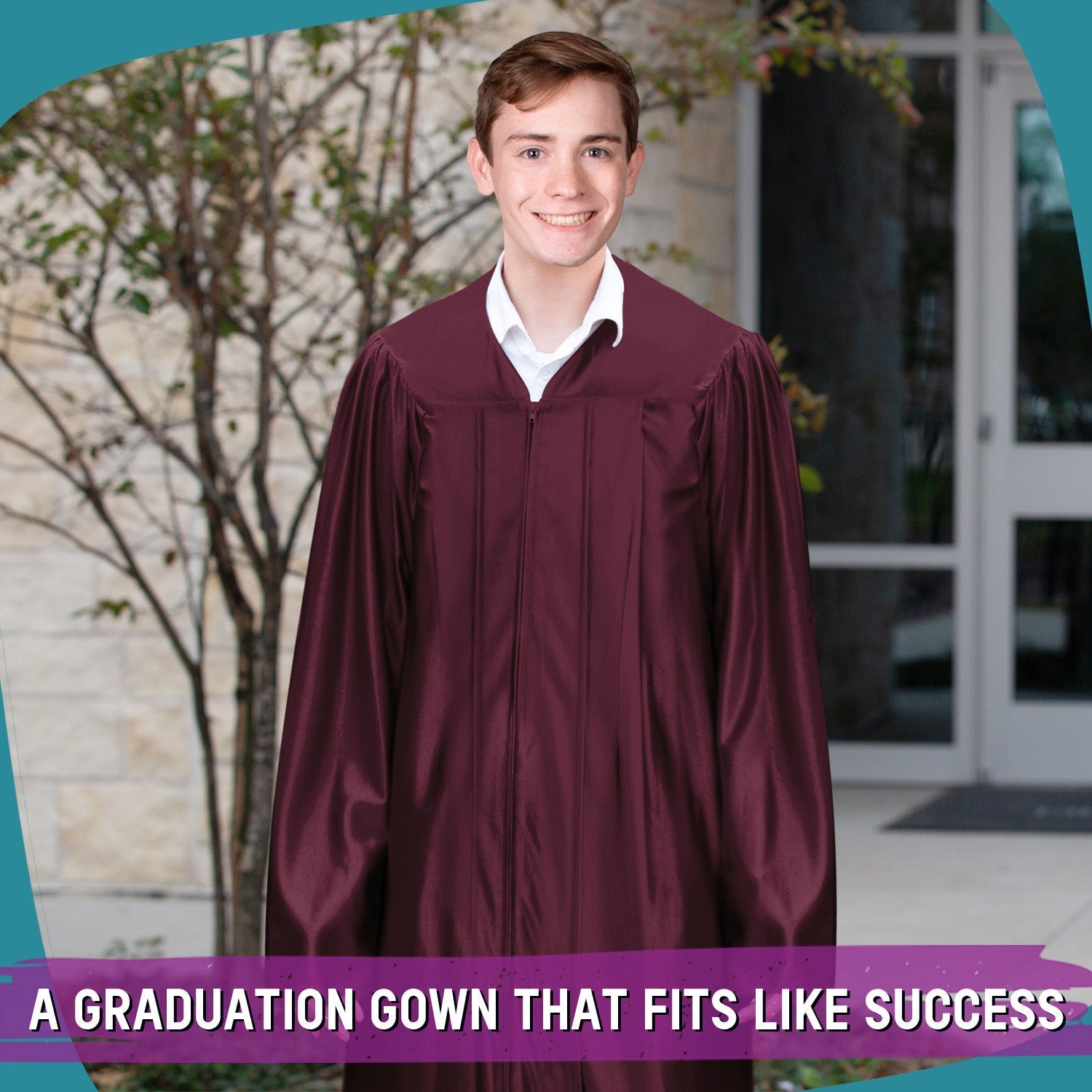 Shiny Maroon Graduation Gown by Wholesale Grad Supply