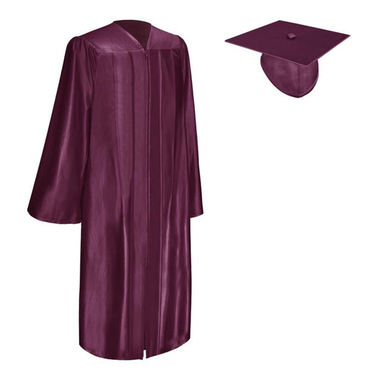 Shiny Maroon Graduation Gown & Cap by Wholesale Grad Supply