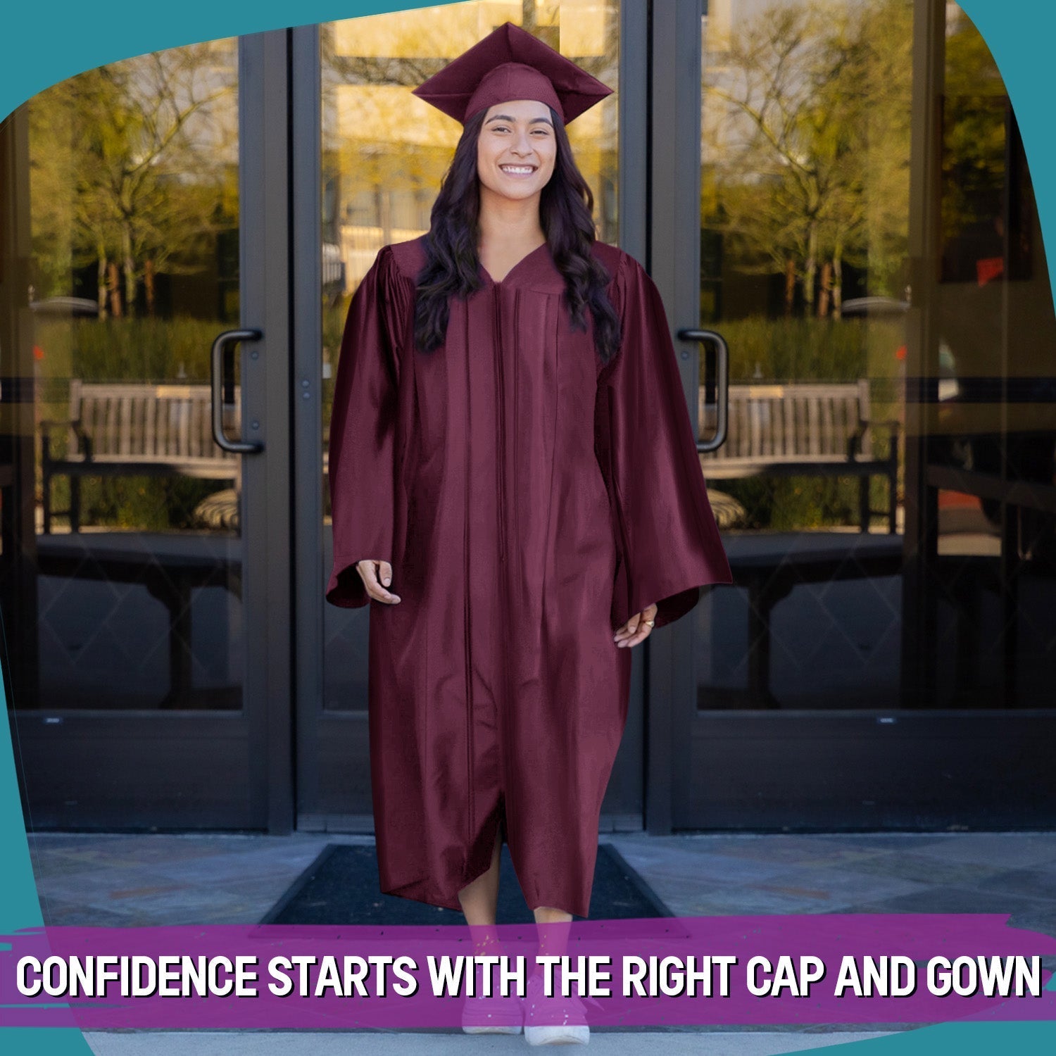 Shiny Maroon Graduation Gown & Cap by Wholesale Grad Supply