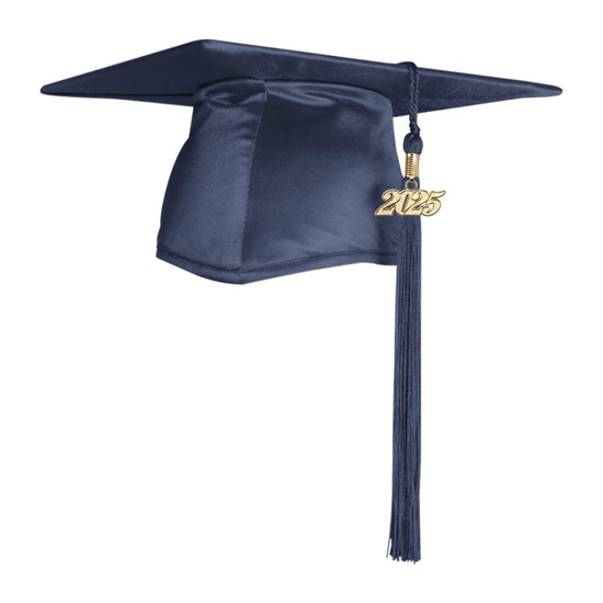 Shiny Navy Blue Graduation Cap & Tassel by Wholesale Grad Supply