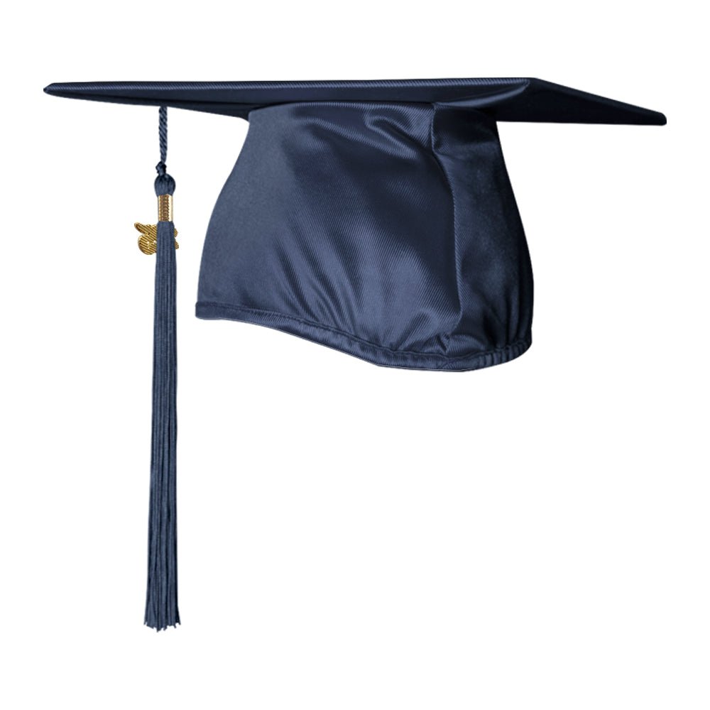 Shiny Navy Blue Graduation Cap & Tassel by Wholesale Grad Supply