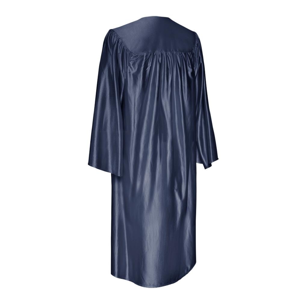 Shiny Navy Blue Graduation Gown by Wholesale Grad Supply