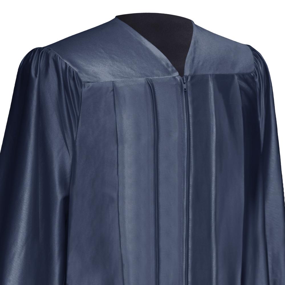 Shiny Navy Blue Graduation Gown & Cap by Wholesale Grad Supply