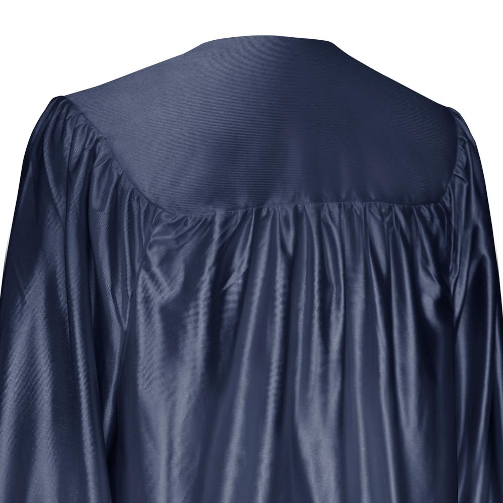 Shiny Navy Blue Graduation Gown & Cap by Wholesale Grad Supply
