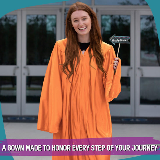 Shiny Orange Graduation Gown by Wholesale Grad Supply