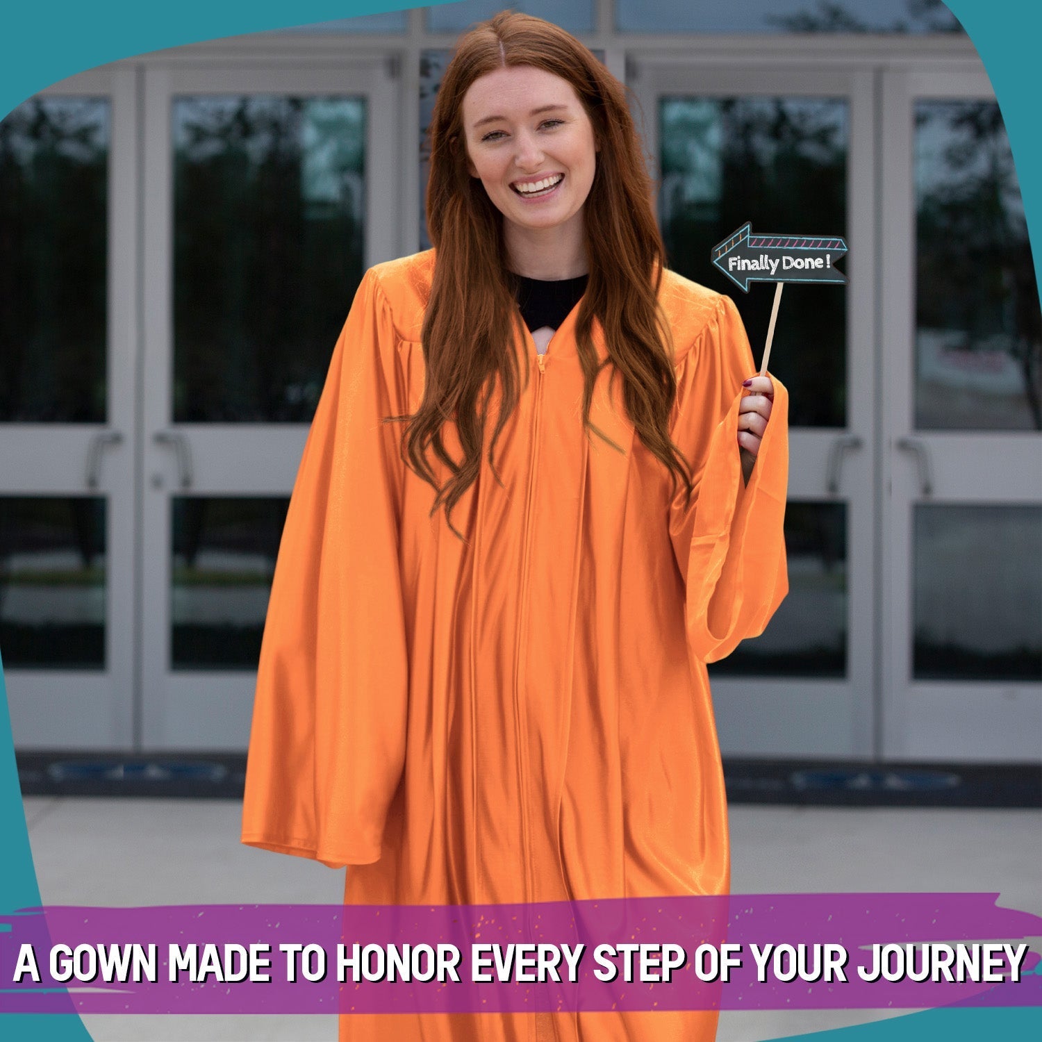 Shiny Orange Graduation Gown by Wholesale Grad Supply