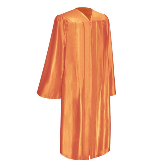 Shiny Orange Graduation Gown & Cap by Wholesale Grad Supply