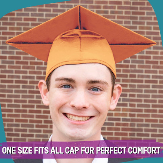 Shiny Orange Graduation Gown & Cap by Wholesale Grad Supply