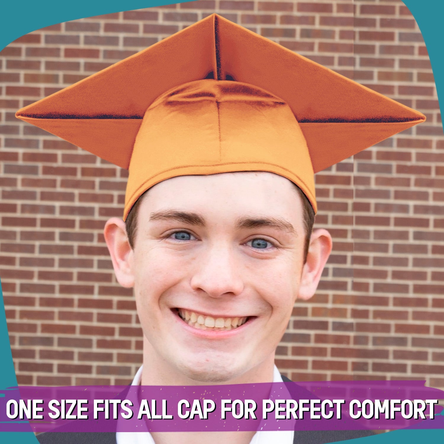 Shiny Orange Graduation Gown & Cap by Wholesale Grad Supply