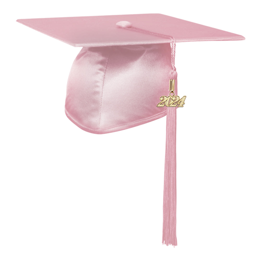 Shiny Pink Graduation Cap & Tassel by Wholesale Grad Supply