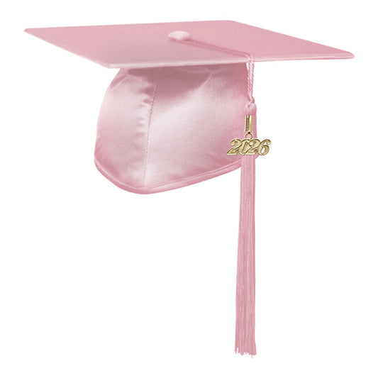 Shiny Pink Graduation Cap & Tassel by Wholesale Grad Supply