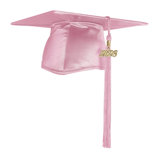 Shiny Pink Graduation Cap & Tassel by Wholesale Grad Supply